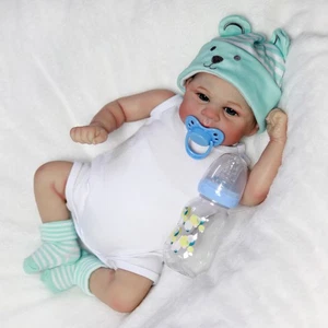 Realistic Reborn Baby Doll Lifelike Real Vinyl Silicone Newborn Boy Gift Doll - Picture 1 of 7