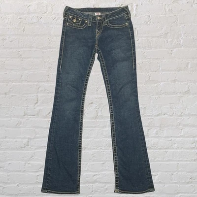True Religion Disco Becky Super T Bootcut Jean Size 26x33 Bling Flap Pockets USA - Image 1 of 4