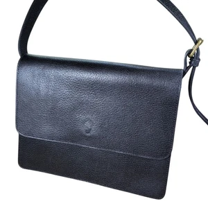 Polo Ralph Lauren Black Messenger Bag Pebbled Leather Pigskin Crossbody Vintage - Picture 1 of 17