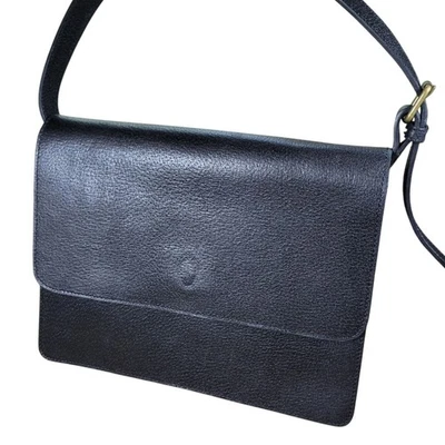 Polo Ralph Lauren Black Messenger Bag Pebbled Leather Pigskin Crossbody Vintage - Image 1 of 4