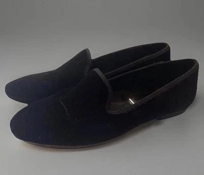 ZARA Mujer 8.5 Negro Terciopelo Fumar Mocasines Sin Cordones Vestido Plano EU 39 Foto 1 de 4