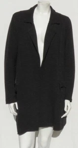 EILEEN FISHER Charcoal Textured Knit Long Cardigan Sweater Sweater Coat size M - Picture 1 of 6