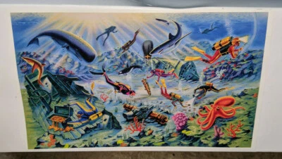 1990 Синяя лента Aquavisions аквариума фон кораблекрушения подводная сцена 30" - Изображение 1 из 3