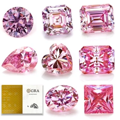 Moissanite Loose Stones Pink Color Multi Shape Brilliant Cut VVS1 Jewelry W.GRA - Image 1 of 4