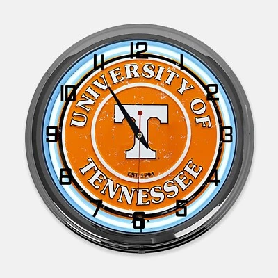18" University Of Tennessee Metal Sign Designed White Neon Clock - Image 1 of 4