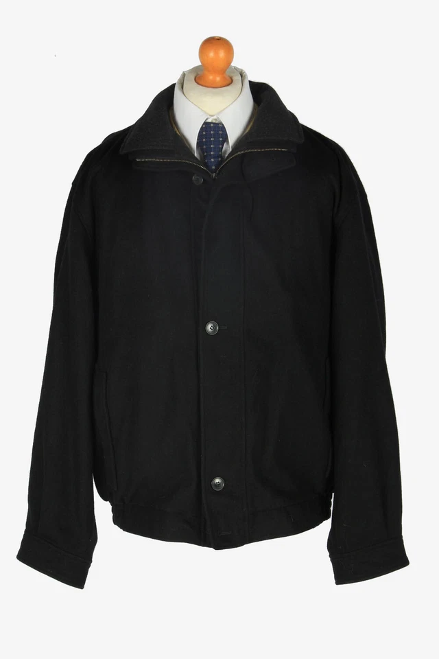 Pierra Cardin Wool Classic Jacket Vintage Lined Warm Retro Black Size L -C2360 - Image 1 of 4
