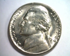 1964-D JEFFERSON NICKEL GEM UNCIRCULATED GEM UNC. SCHÖNE ORIGINAL MÜNZE 99c SCHIFF - Bild 1 von 2