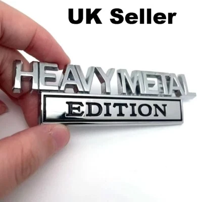 Car Badge Decal Sticker Emblem Heavy Metal Edition Metal Chrome/Black Styling - Image 1 of 4