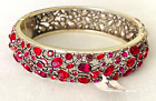 NEW $148 Brighton Ruby Red Crystal Silver Tone Magnetic Hinge Bracelet 5/8" OVAL