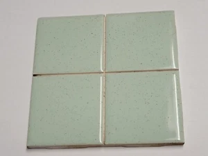 Vtg 1960s Ceramic Tile - Lt. Green w/Specks Gloss Scored Bullnose 4 1/4" Sq. - Picture 1 of 3