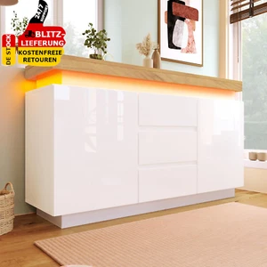 Kommode Hochglanz Sideboard LED App Control 140X39X81Cm Mehrzweckschrank Schrank - Bild 1 von 7
