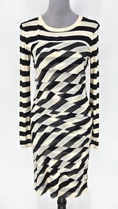 Diane Von Furstenberg Dress Womens Small Ivory Black Stripe Layered Silk DVF - Picture 1 of 12