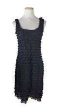 Ronen Chen Black Tiered Ruffle Scoop Neck Sleeveless Sheath Dress Size: 3 (10)