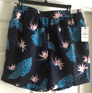 CARIBBEAN Roundtree & Yorke Navy Blue Pattern Designer Swim Shorts BNWT Medium - Picture 1 of 2