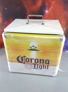 CORONA LIGHT BEER ๐ RETRO METAL STEEL COOLER SUMMER ICE CHEST NEW IN BOX RARE - Picture 1 of 22