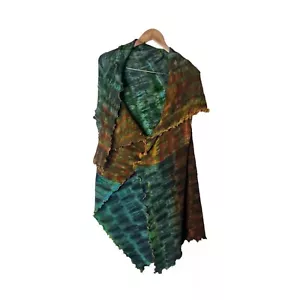 Hand Dyed Shibori Pleated Art to Wear Cardigan Top Blouse Wrap - Picture 1 of 7