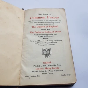 Antique Bible Oxford Book Of Common Prayer University Press leather Horace Hart - Picture 1 of 24