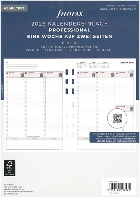 Filofax Kalendereinlage DIN A5 /1 Woche /2 Seiten deutsch 2026 Art. Nr. 26-68553 - Bild 1 von 2