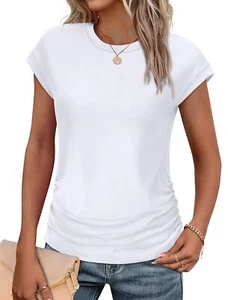 White T Shirts for Women Casual Short Sleeve Plus Size Summer Blouses XXL - Picture 1 of 5