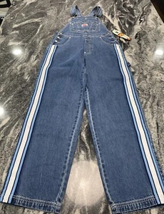 Revolt NWT Women's Blue Jean Overalls Vtg 90's Med Stripe Carpenter Mom Jeans - Picture 1 of 12
