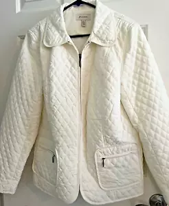 JM Collection Jacket Womens L White Quilted Zip Front Pockets Lined Cottagecore - Picture 1 of 12
