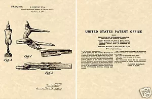 1935 PONTIAC CHIEF KAPUZENORNAMENT PATENT Kunstdruck RAHMENFERTIG!!!!! GM KAPPE - Bild 1 von 1