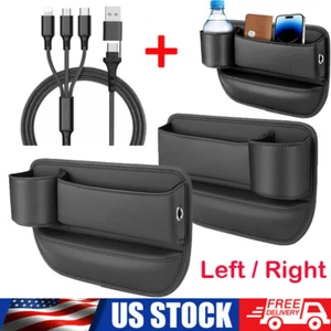 Car Seat Gap Storage Box Phone Holder Organizer Leather Cup Holder Gap Bag USA - Picture 1 of 22