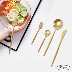 Cutlery 90pcs/Set Tableware Stainless Steel Flatware Utensil Kitchen Spoon Fork - Picture 1 of 24