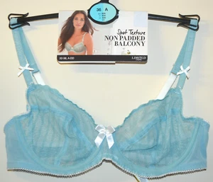 M&S LIMITED LINGERIE SPOT TEXTURED NON PADDED BALCONY BRA SIZE 36A AQUA - BNWT - Picture 1 of 3