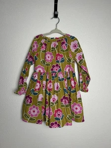 Jacadi Paris Green Pink Floral Girl Dress in Velvet Milleraies Size 4 - Picture 1 of 5