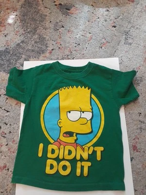 Bart Simpson 'I Didn't Do It' Green T-Shirt Vintage Kids XS 4/5 - Image 1 of 4