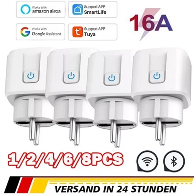 1-8 pack - Wlan Smart Steckdose mit Strommessung Stromzähler, Alexa, Google Home - Bild 1 von 4