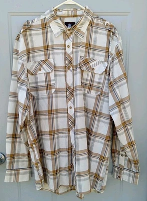 Red Ape Men's Shirt 3XL Brown Tan/Black Plaid Long Sleeve Button Up Western - Image 1 of 4