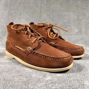 J.Crew Men's Suede Moc Toe Chukka Boat Shoes Brown Leather Size 12 BA031 - Picture 1 of 12