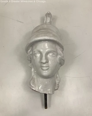 Vintage europäischer Terrakotta Gottheit Porzellankopf auf Stahlstab - Bild 1 von 4