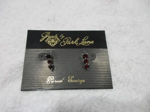 Orecchini Park Lane Vintage Argento Rosso Rubino Triplo Quadrato Verticale Zirconi - Foto 1 di 2
