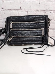 Rebecca Minkoff Mini 5 Zip Schwarz Leder Crossbody Schultertasche Handtasche LESEN - Bild 1 von 11