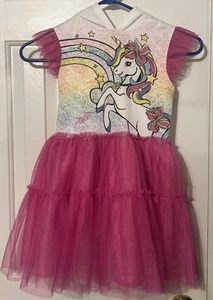 Nickelodeon JoJo Over the Rainbow Unicorn Hooded Play Dress Sz S (6/6X) #1497 - Picture 1 of 15