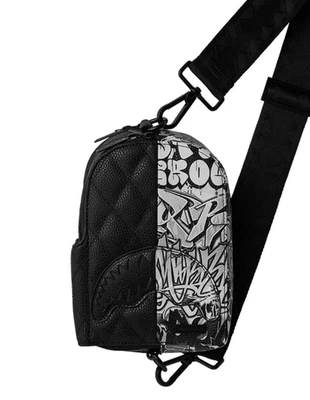 Sprayground Half Graff Dark Wave 吊袋🔥全新黑色绗缝斜挎包钱包 — 第 1/4 张图片