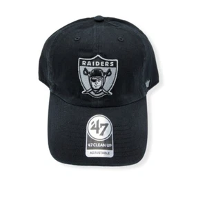 '47 Las Vegas Raiders Clean Up Black Legacy Adjustable Strap Hat Dad Cap - Picture 1 of 6