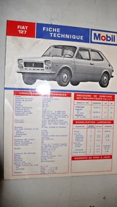 Technische Daten und Schmierplan Mobil für Fiat 127 , 70er Jahre, französisch - Bild 1 von 2