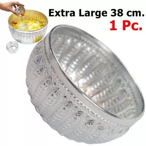 Vintage Style Thai Pattern Embossed Water Bowl Aluminium Extra Large 38 cm. - Picture 1 of 8