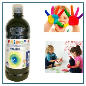 colore colori a dita 750ml nero PRIMO per bambini lavabili pittura scuola - Picture 1 of 2
