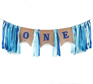 1St Birthday Decorations,Baby Boy'S First Birthday Banner,Burlap Highchair Banne - Picture 1 of 12