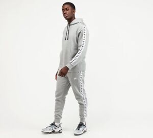 Nike Tape GX Fleece Overhead Hooded TrackSuit Mens Medium M Grey/White Brand New