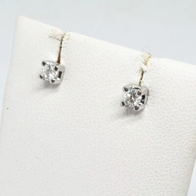 Pendientes Oro Blanco 18KT 750 Punto Puntos Luz Diamantes 0,30 CT -364 / VV - Imagen 1 de 4