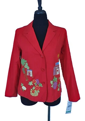 NEW - HEARTS OF PALM - Red Blazer -100% Cotton - SZ 10 - Image 1 of 4