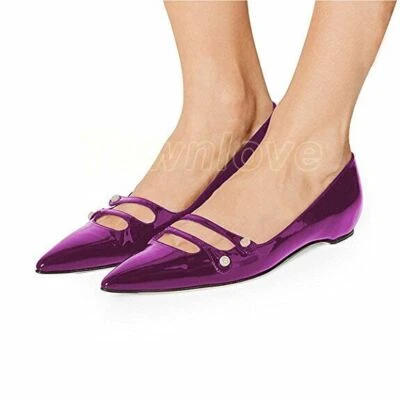 New Fashion Women Flats Sexy Pointed Toe Flat Shoes Black Blue Red Purple Shoes - Image 1 of 4