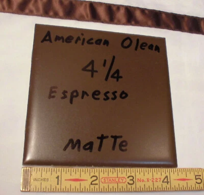 1 件 复古陶瓷瓷砖 * 意大利欧林色,4-1/4 英寸哑光,深棕色 — 第 1/4 张图片