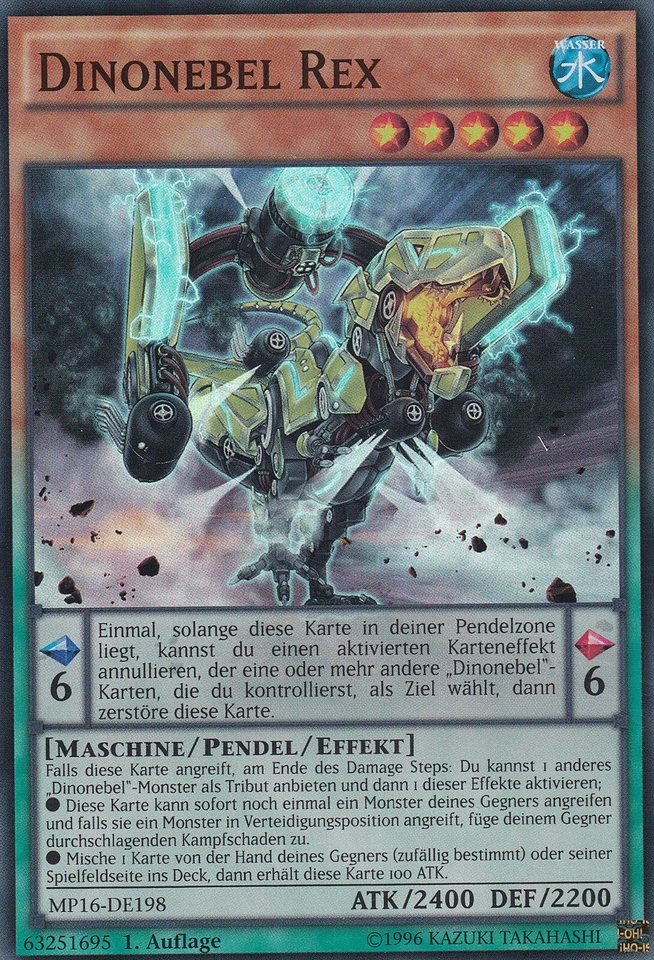 Yu-Gi-Oh MP16-DE198 Dinonebel Rex 1 Aufl. Super Rare NM - Bild 1 von 1